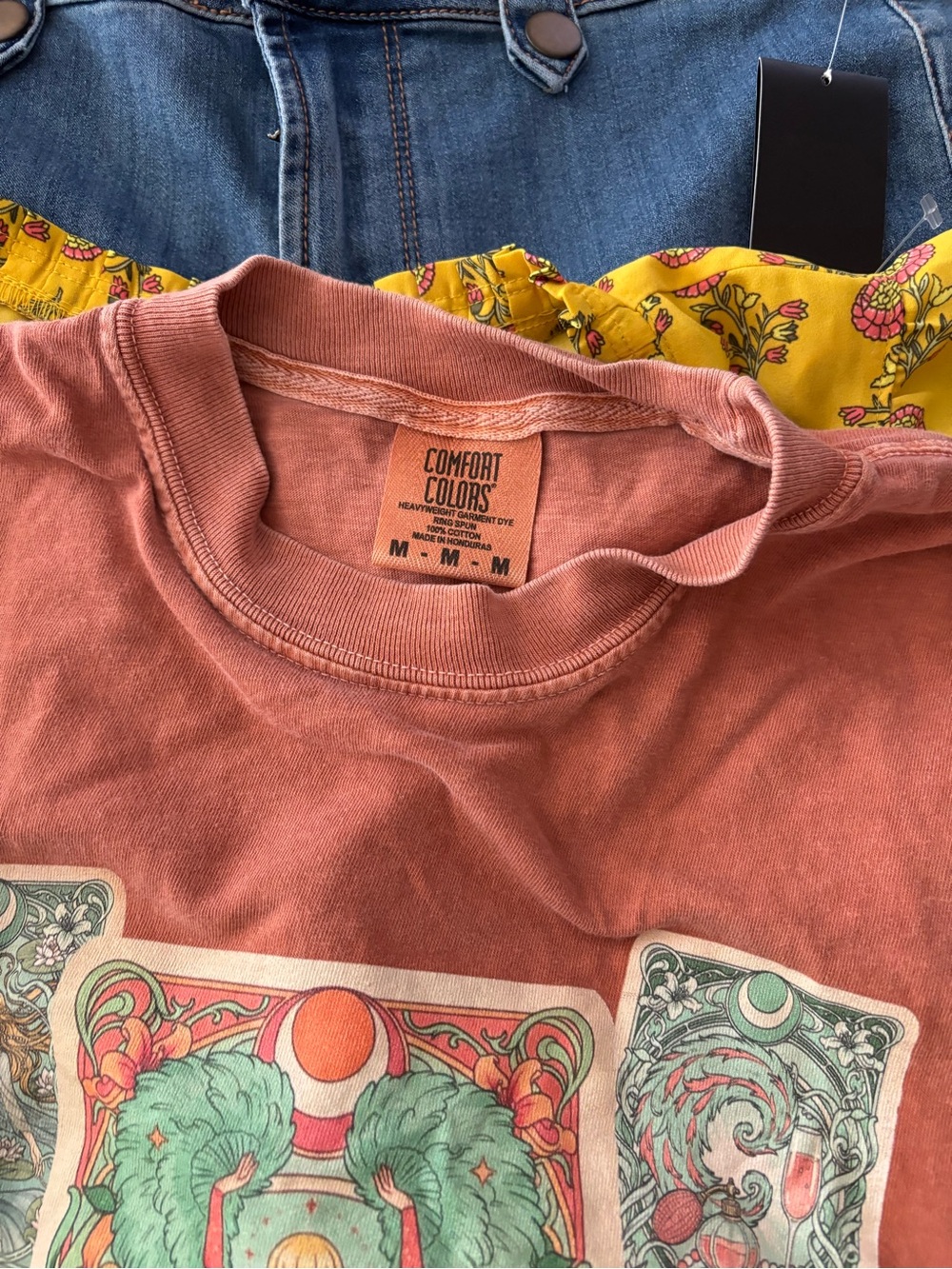 Comfort Colors Rust Tee with Colorful Graphic